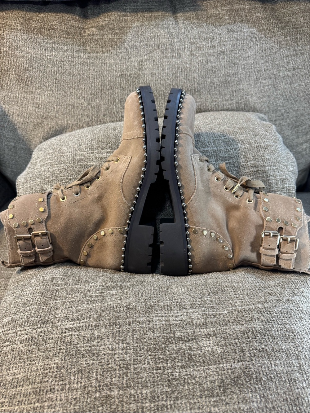 Sam Edelman Jennifer Women’s Brown Studded Combat Boots Size 7M - Picture 6 of 15